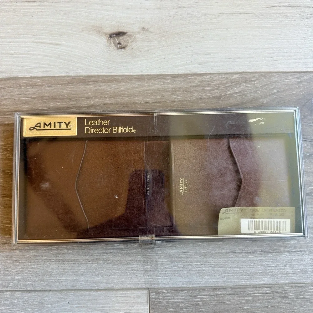 Amity Men's Vintage Leather Billfold Wallet with Box Brown